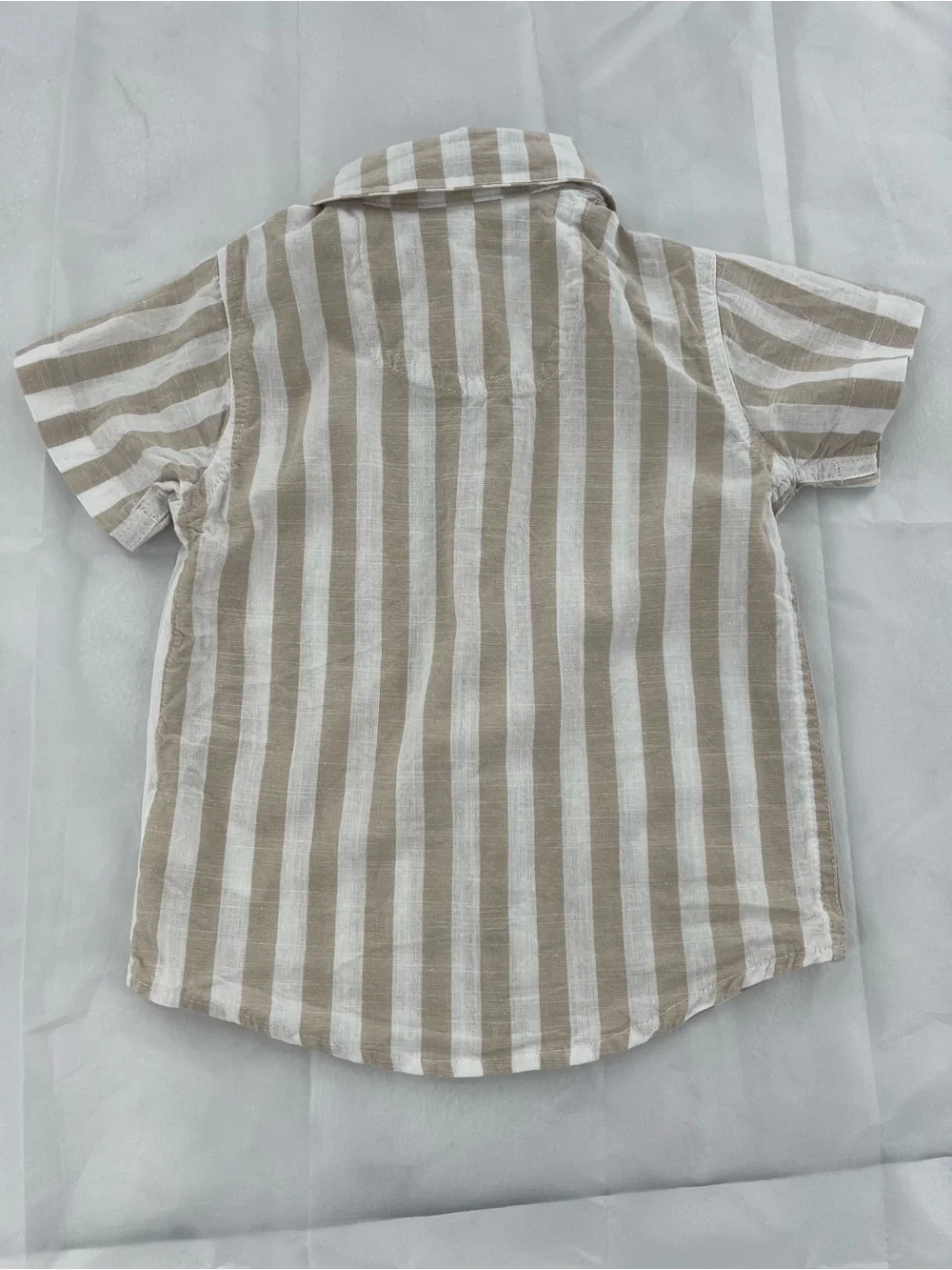 Tommy Bahama Beige and White Striped Button-Down Shirt